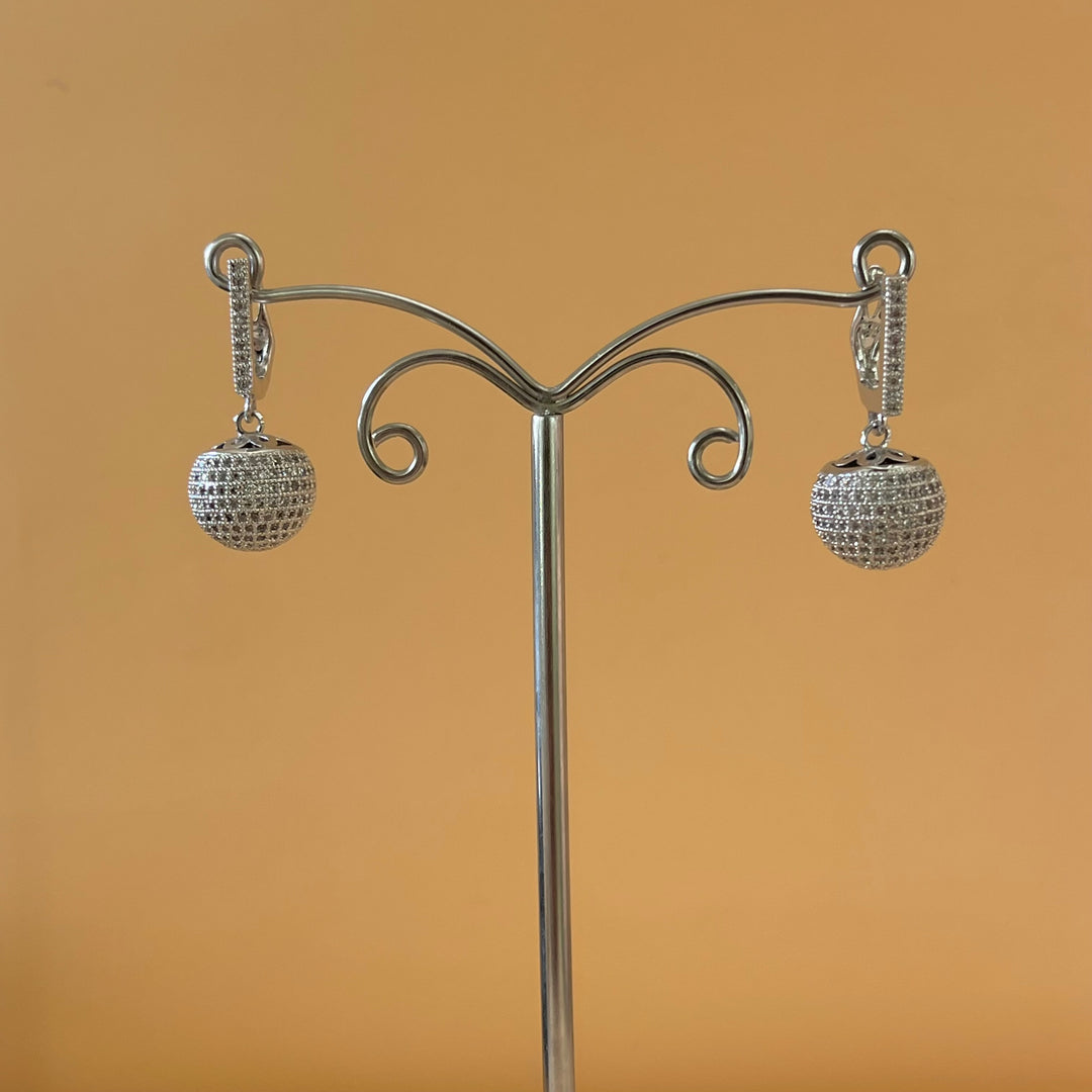 Silver zircone ball earrings