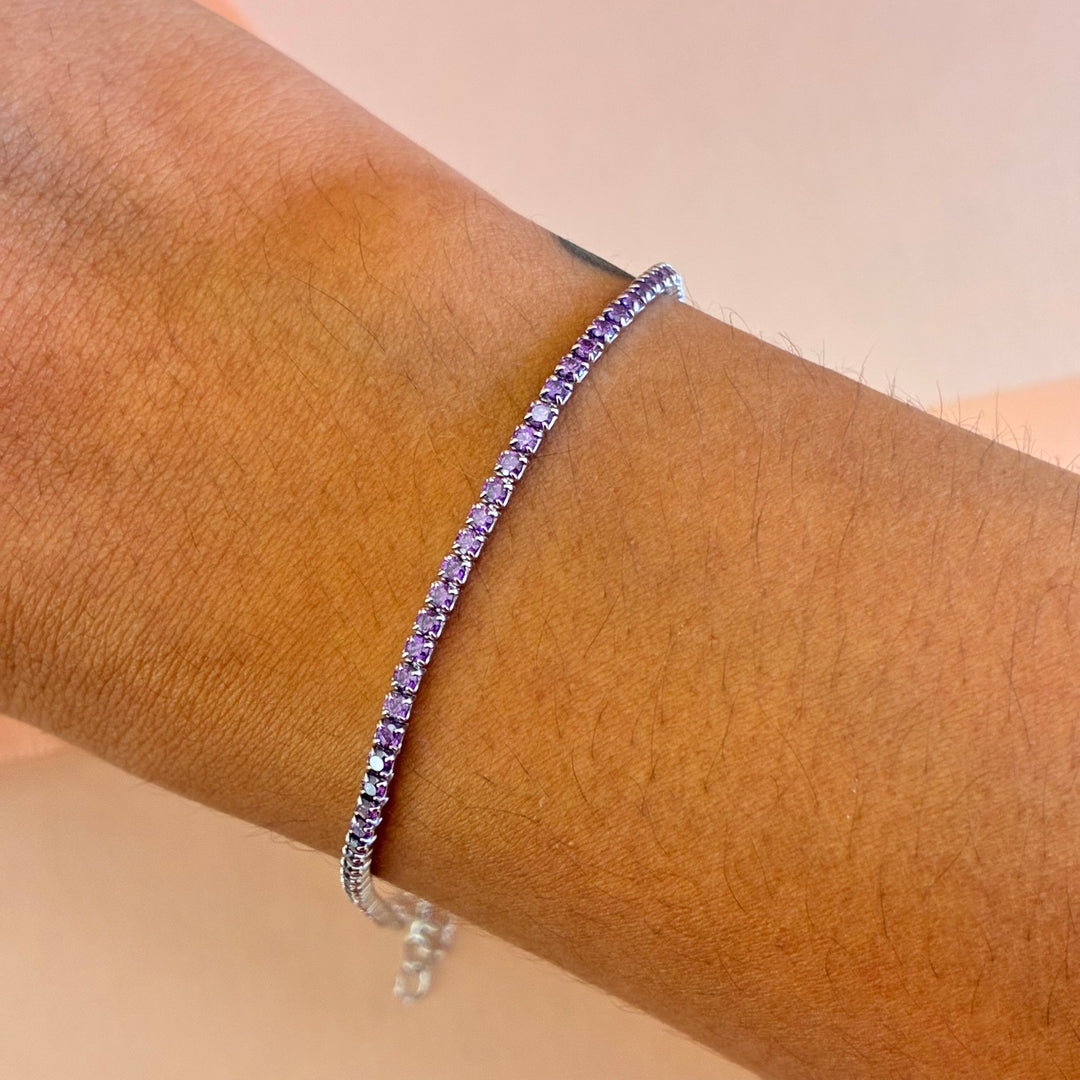 Purple zircone sterling silver bracelet