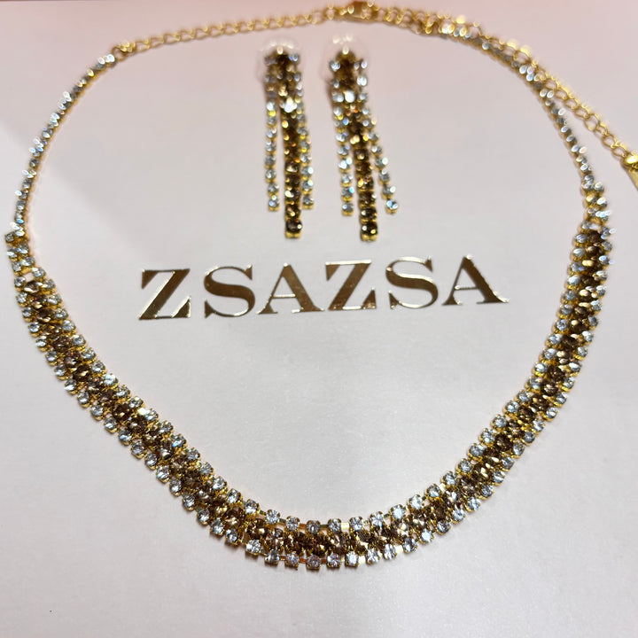 Bronze rhinestone gold plated set
