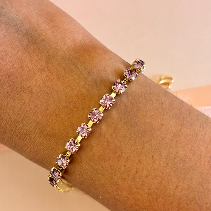 Dainty Mauve Swarovski crystals bracelet