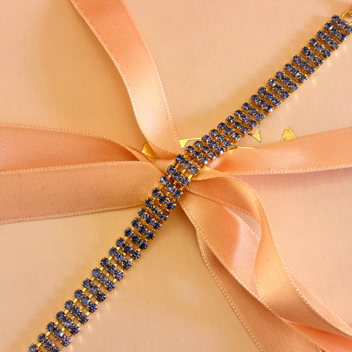 3 rows Purple Swarovski crystals bracelet