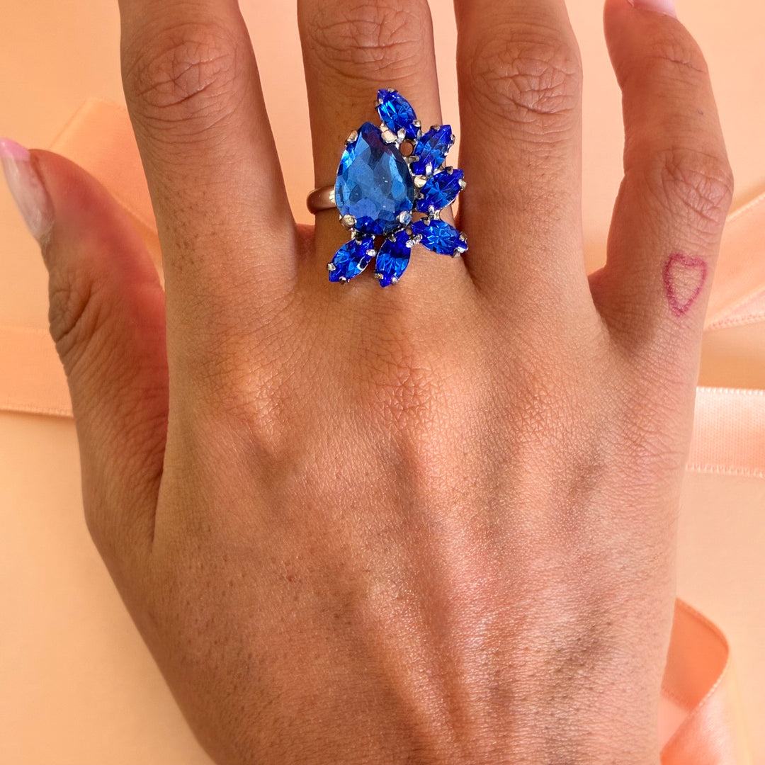 Royal blue Swarovski crystal silver set