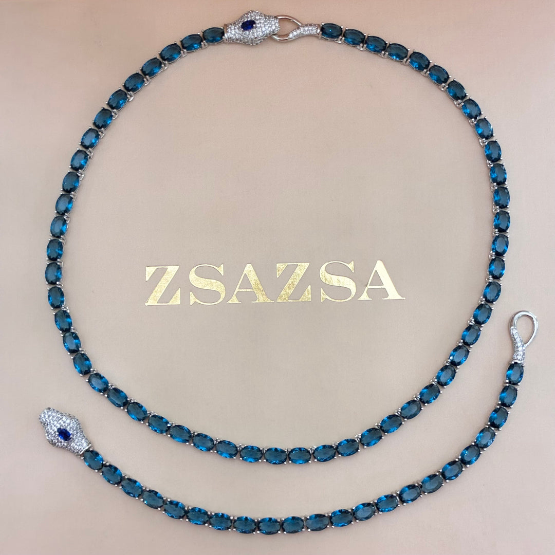 Snake navy blue zircone set