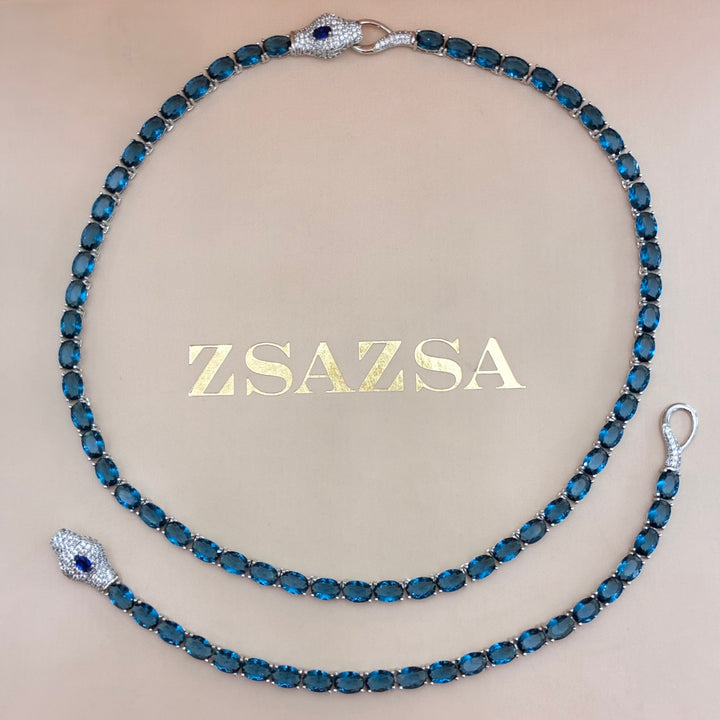 Snake navy blue zircone set
