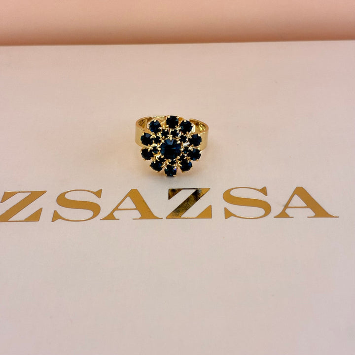 Navy blue flower gold plated set