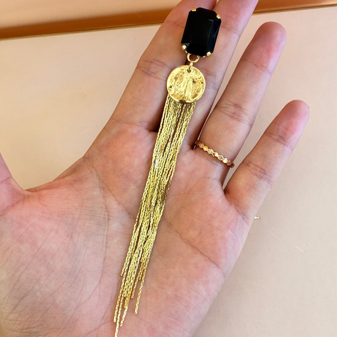 Statement black Swarovski crystals earrings