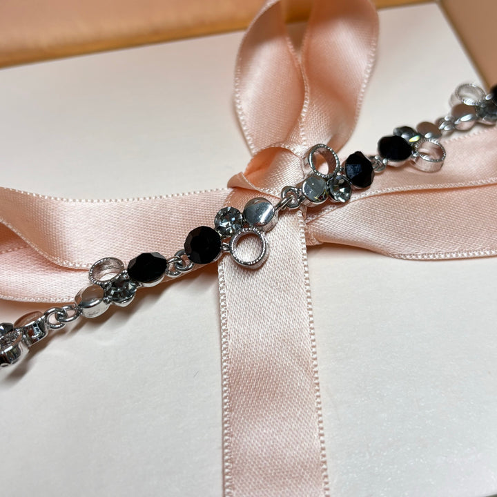 Dainty black and grey rhinestone bracelet