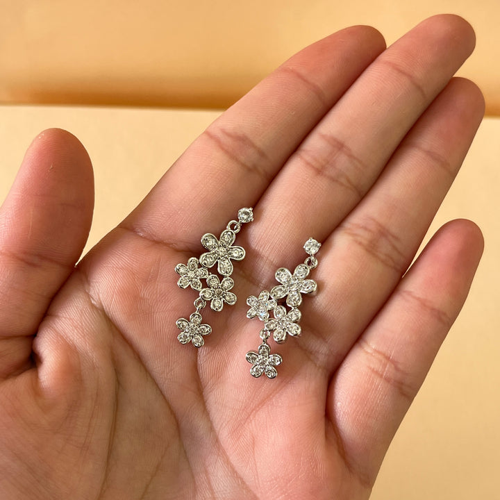 Silver zircone flower set