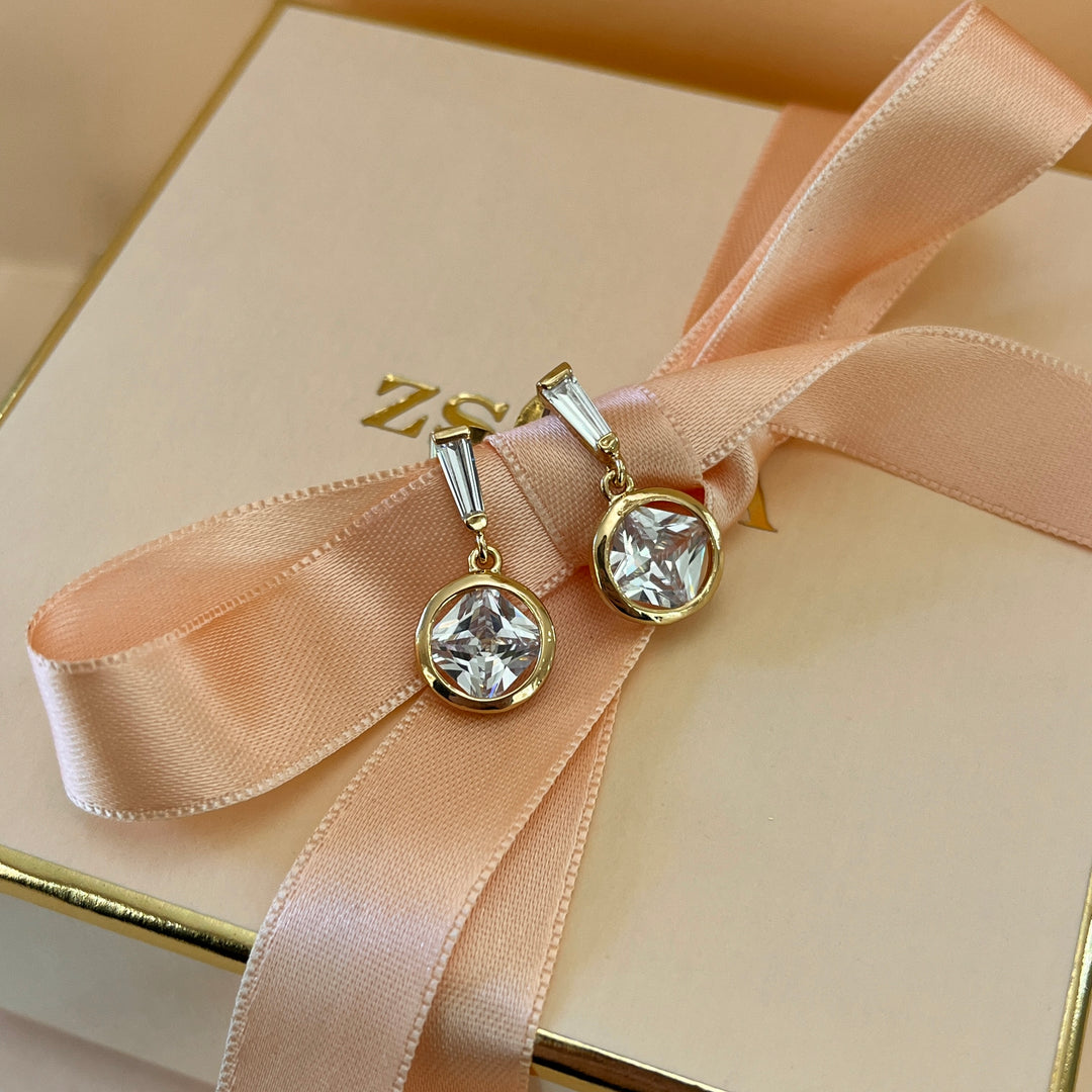 gold zircone earrings