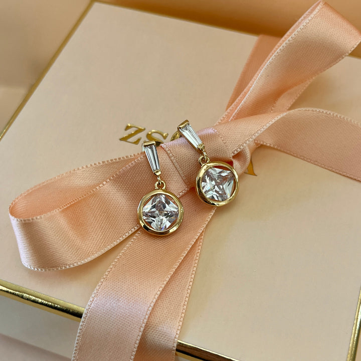 gold zircone earrings