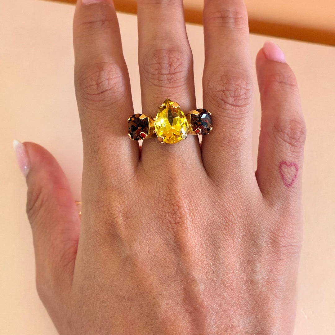 Brown and yellow Preciosa crystals set