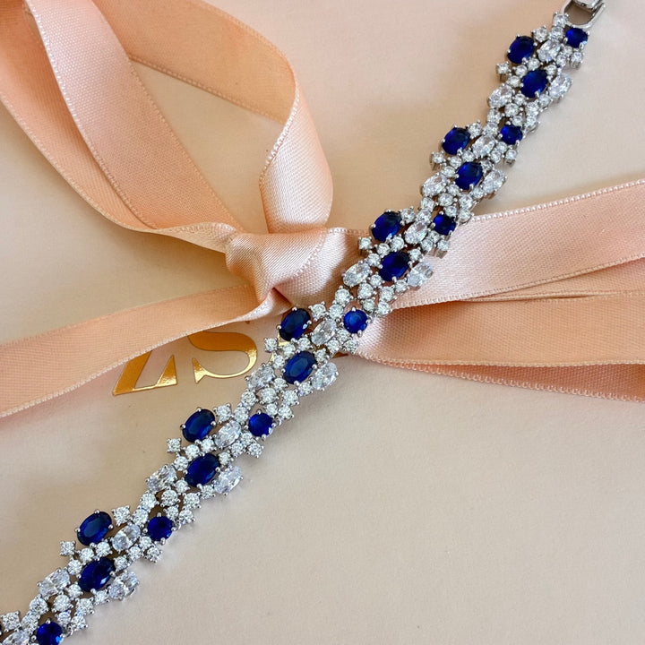 Royal blue zircone silver bracelet