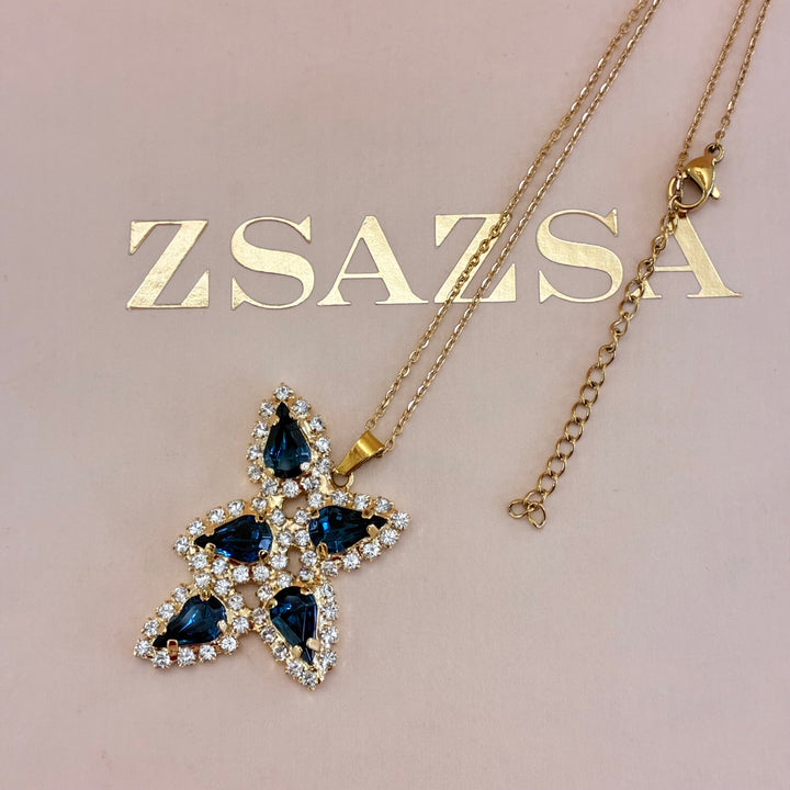 Navy blue teardrops Preciosa crystals set