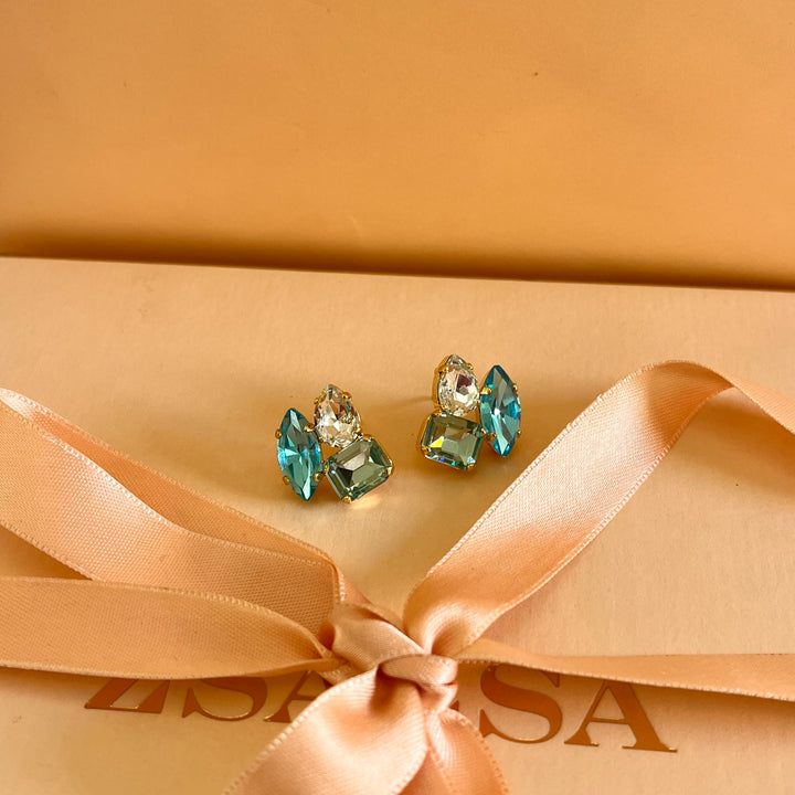 Mint, turquoise and verdemar Swarovski crystals set