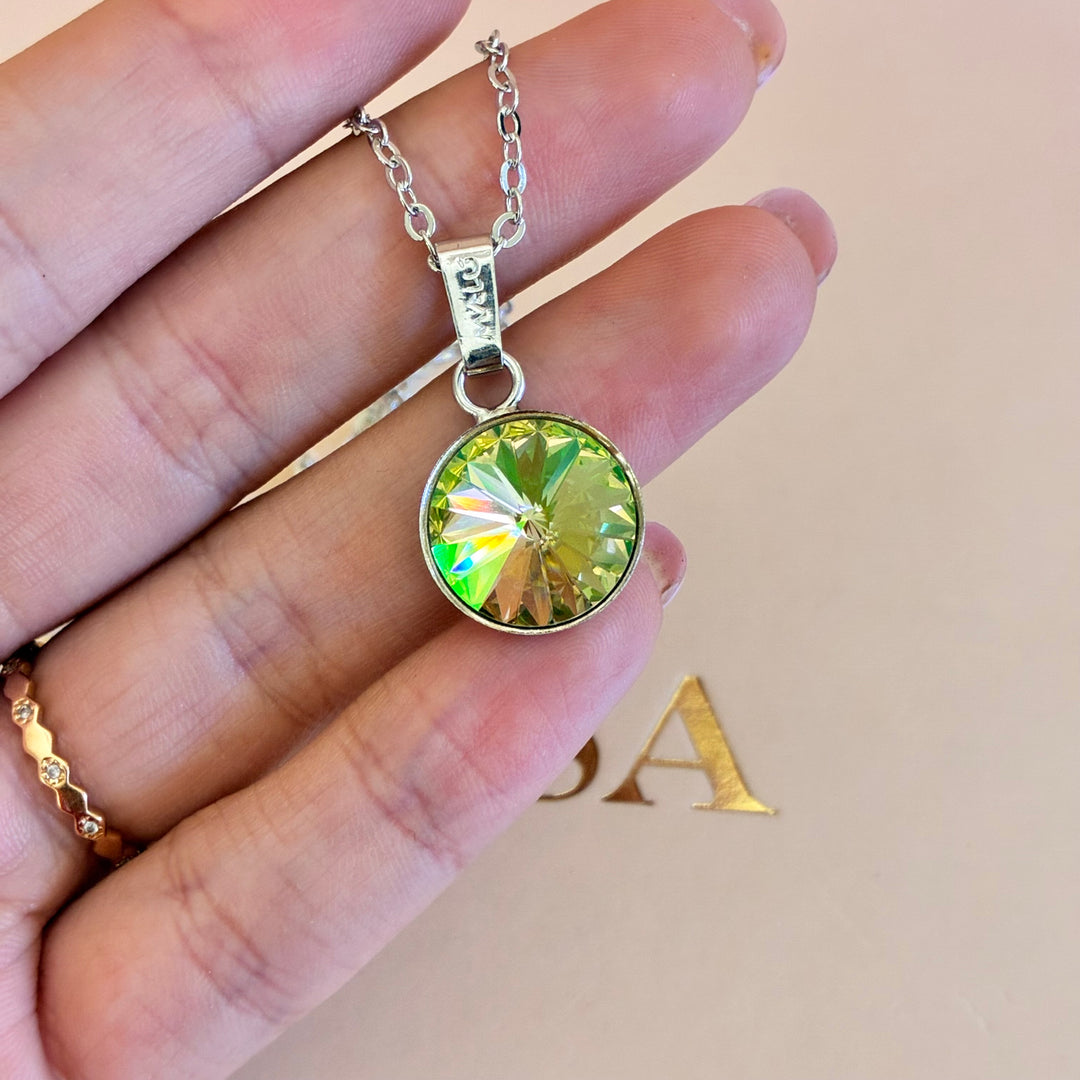 Green Swarovski crystals silver set