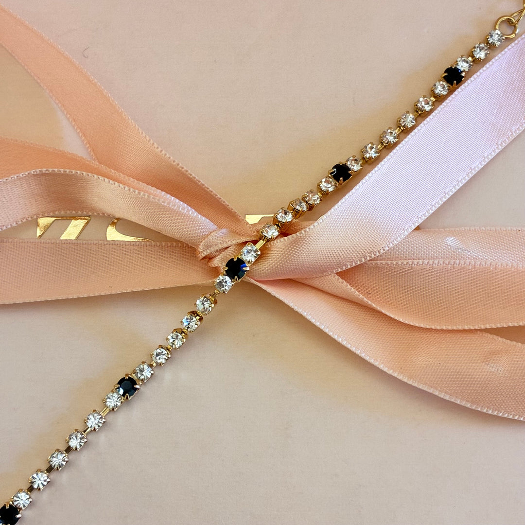 Dainty Black Preciosa crystals bracelet