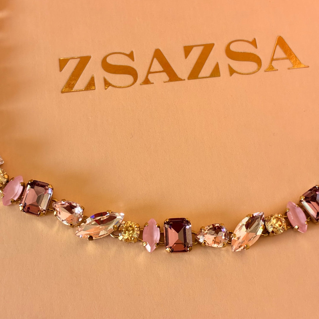 Elegant lilac and pink Swarovski crystals set