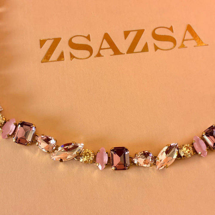 Elegant lilac and pink Swarovski crystals set