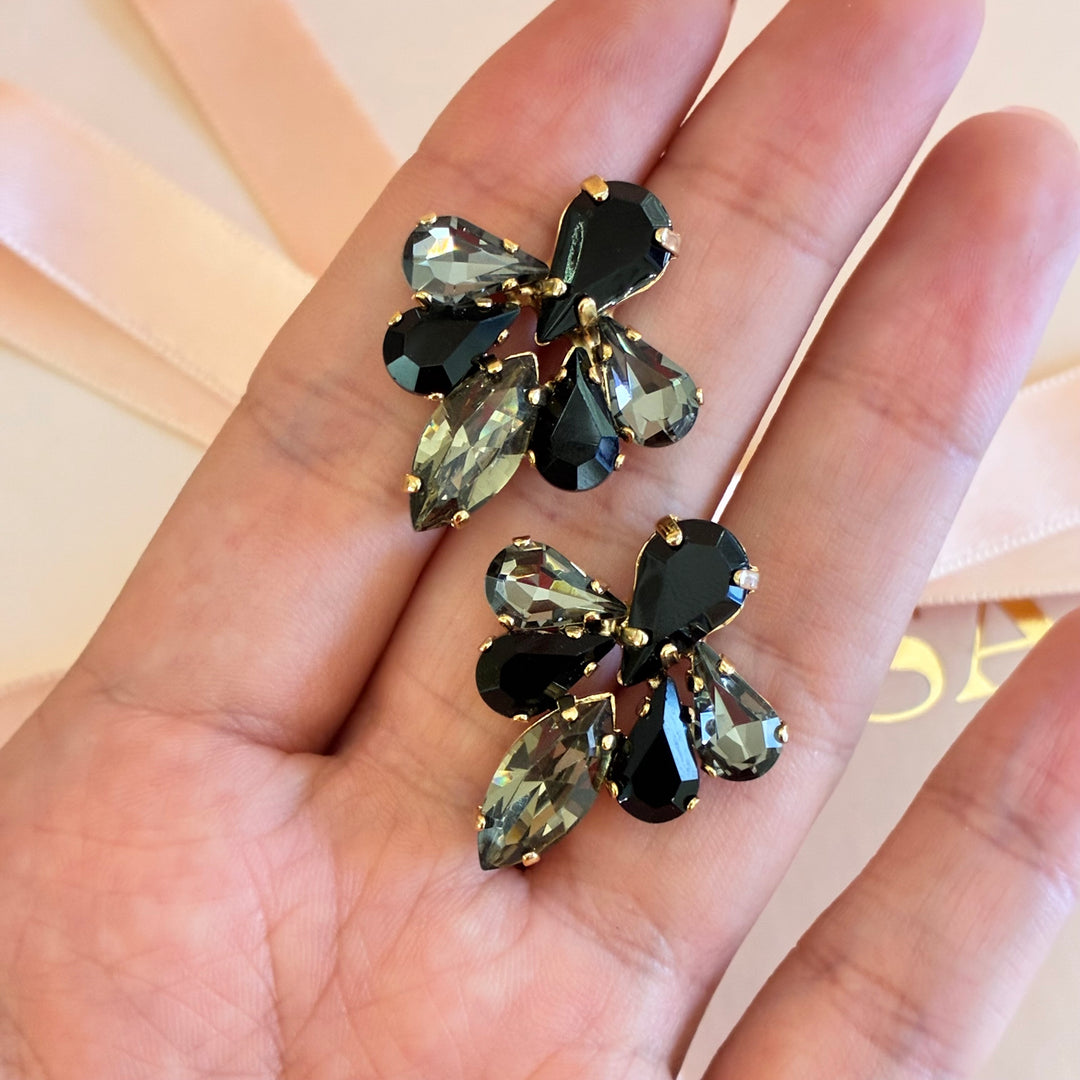 Black and grey preciosa crystals earrings