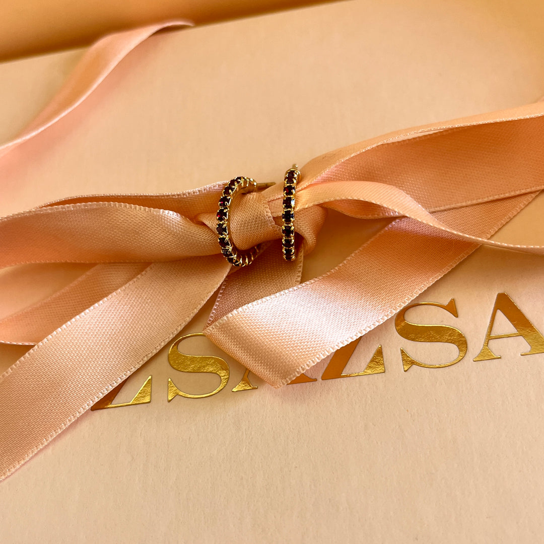 Dark red Swarovski Crystals hoops