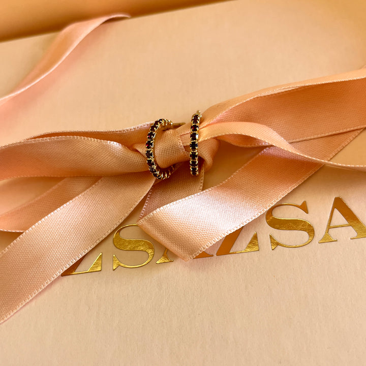 Dark red Swarovski Crystals hoops