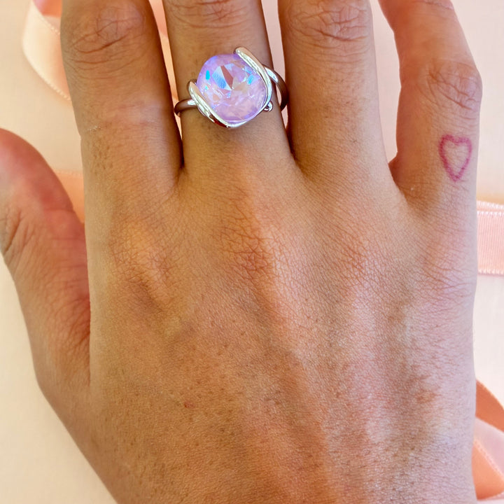 Murano lilac pendant silver set