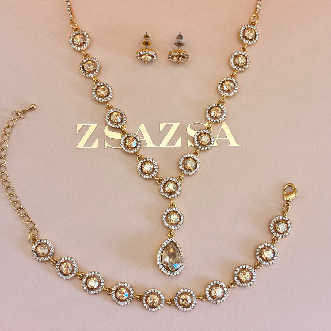 Round and teardrop champagne gold plated set
