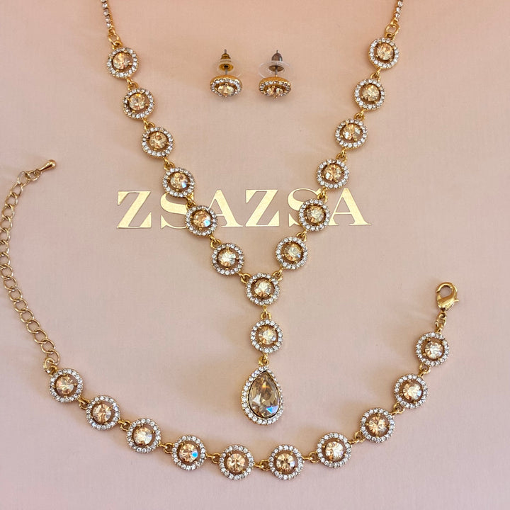 Round and teardrop champagne gold plated set