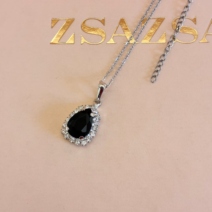 Black Teardrop Preciosa crystals set