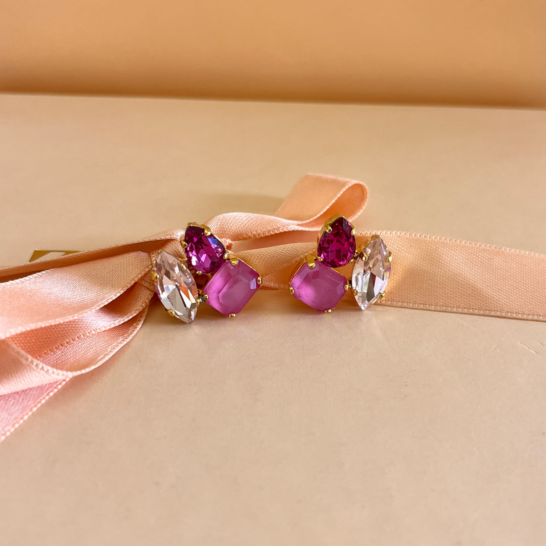 Shade of fuchsia Swarovski crystals set