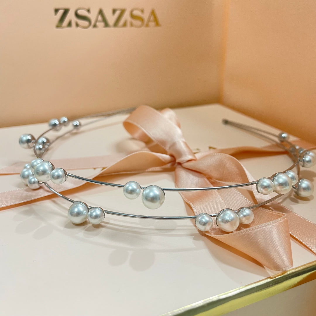 Simple 2 row pearl headband