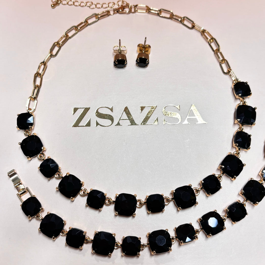 Black rhinestone gold set
