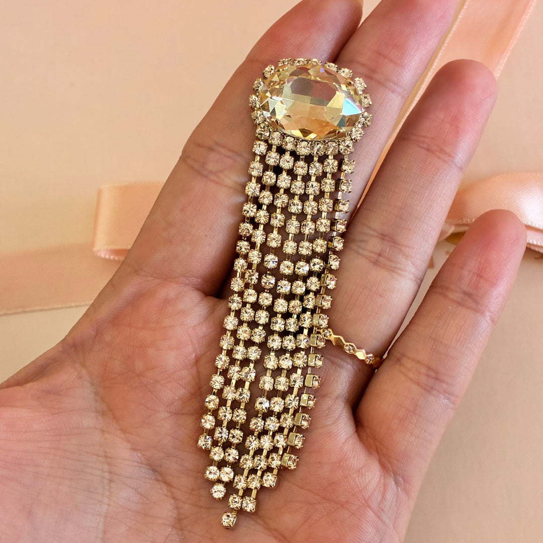 Champagne fringe Swarovski crystals earrings