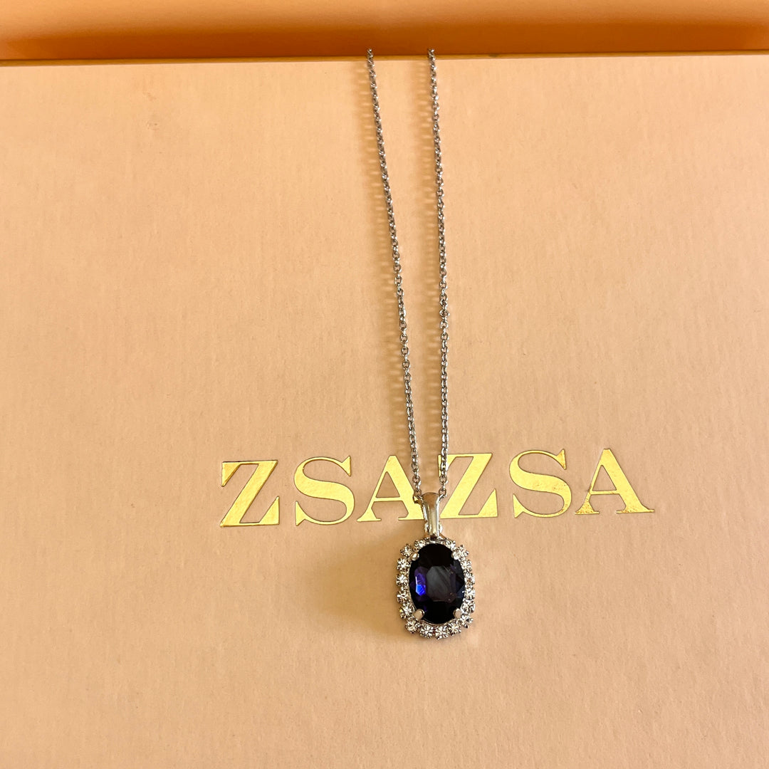 Purple oval preciosa crystals set