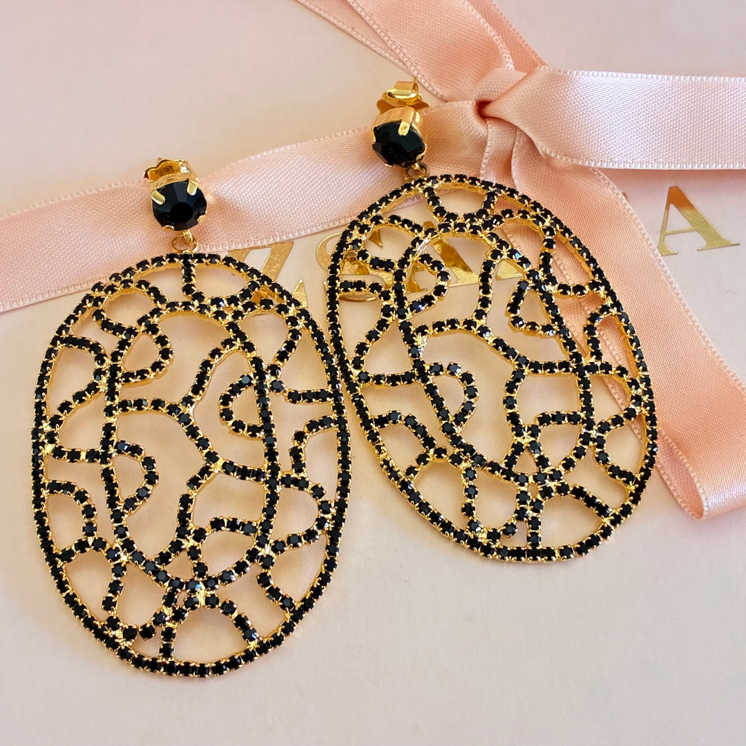 Black preciosa crystals earrings