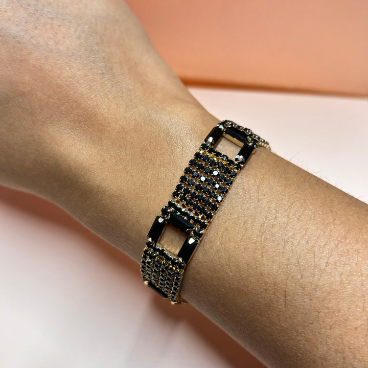 Black Rhinestone gold bracelet