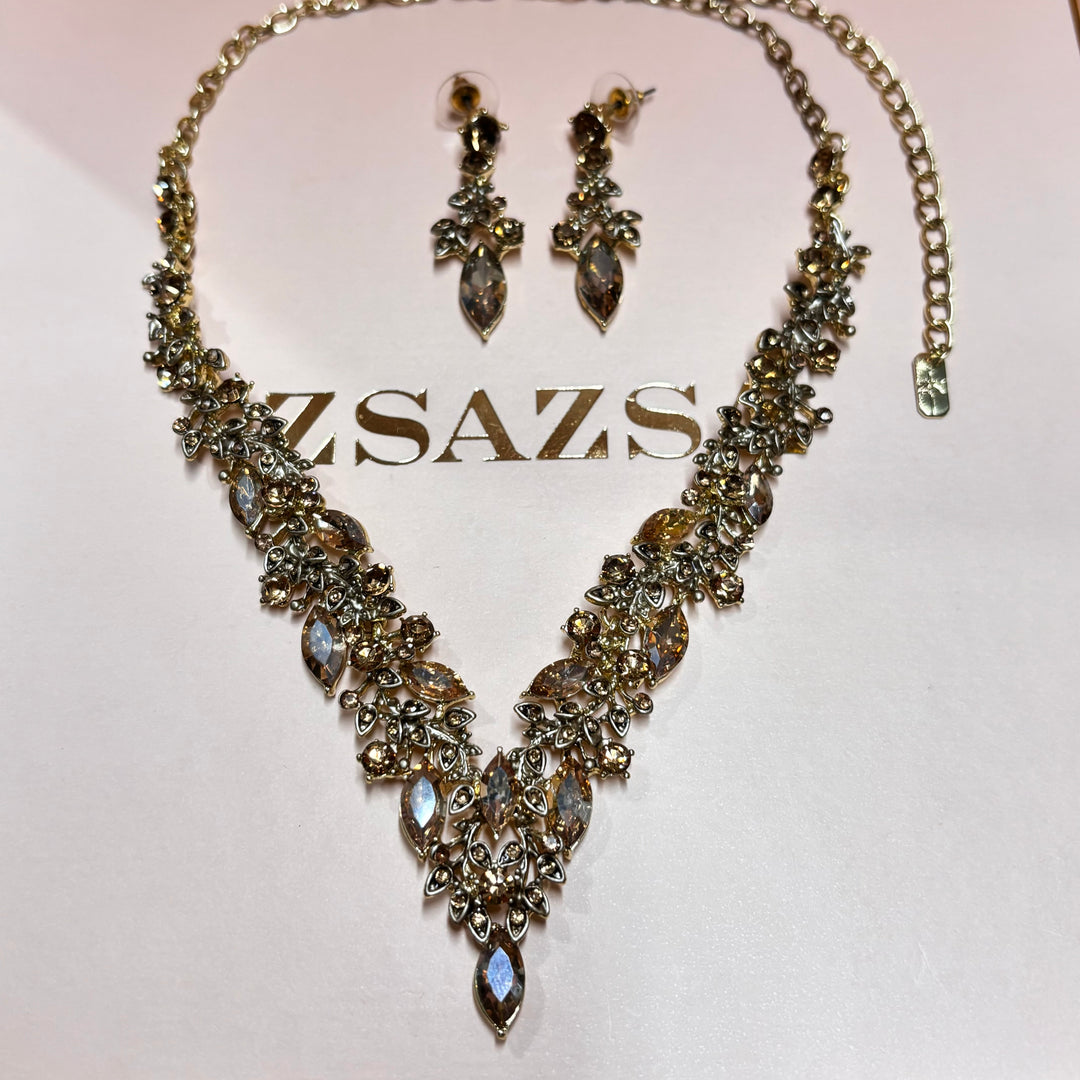 Marquise brown and bronze rhinestone set