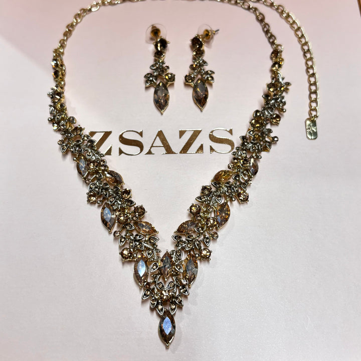Marquise brown and bronze rhinestone set