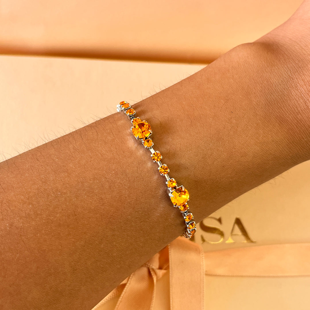 Orange Swarovski crystals bracelet
