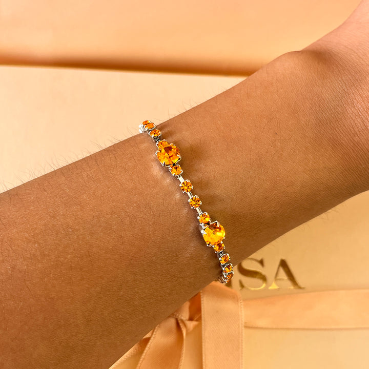Orange Swarovski crystals bracelet