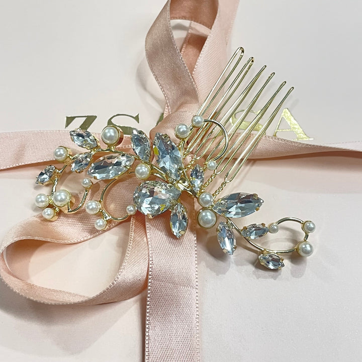 Gold or Rose gold pearl detail comb