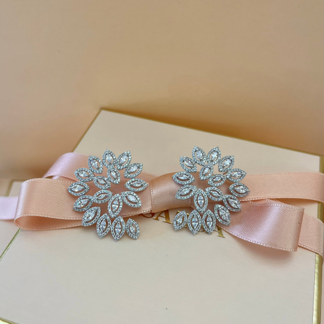 Silver zircone marquise earrings