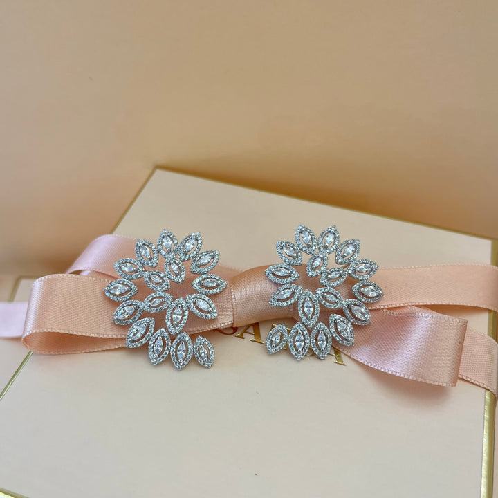 Silver zircone marquise earrings