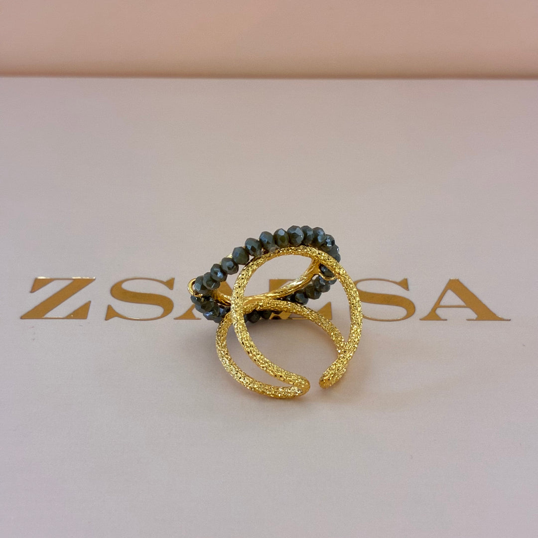 Handmade olive green beaded set