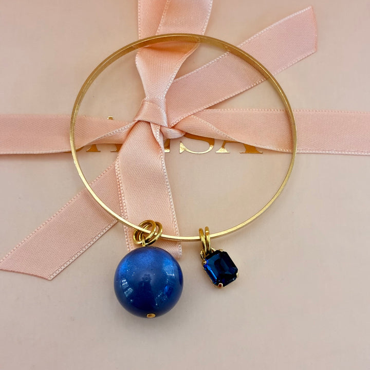 Navy blue Swarovski crystals bangle