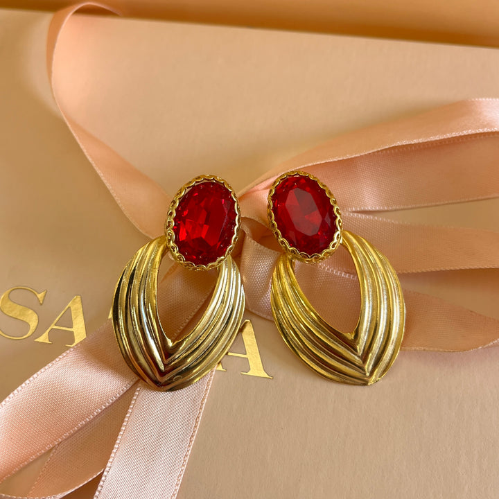 Red Swarovski crystals earrings