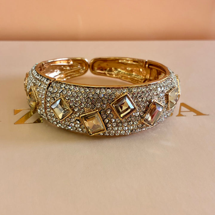 Champagne squares Swarovski crystals bangle