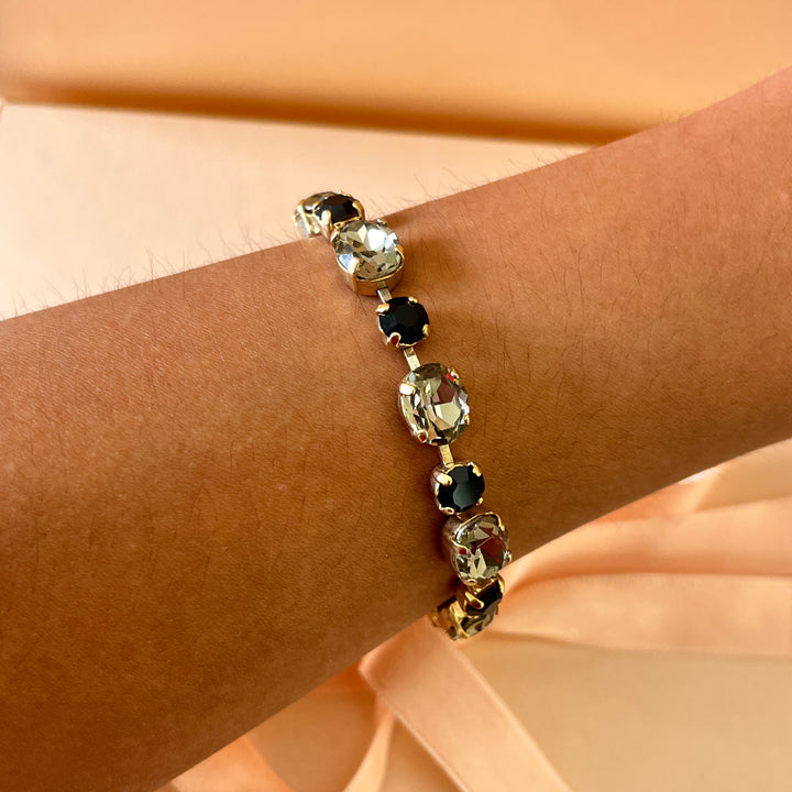 Grey and black preciosa crystals bracelet