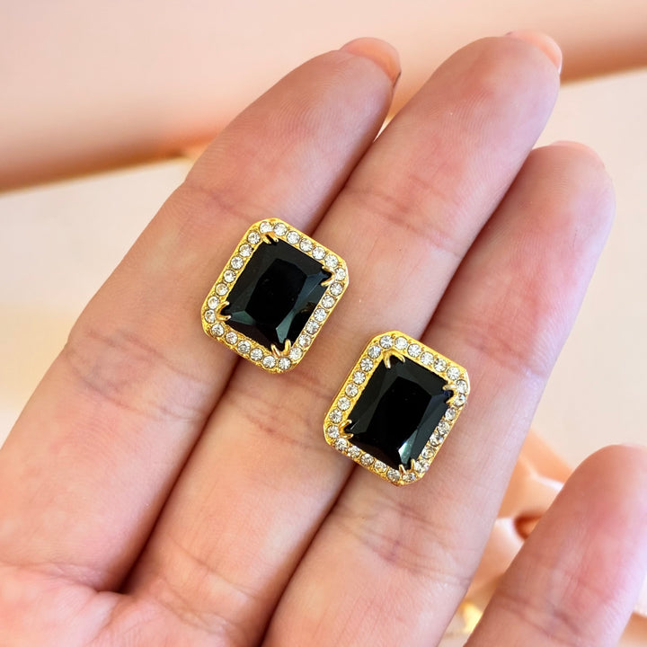 Rectangular black zircone studs