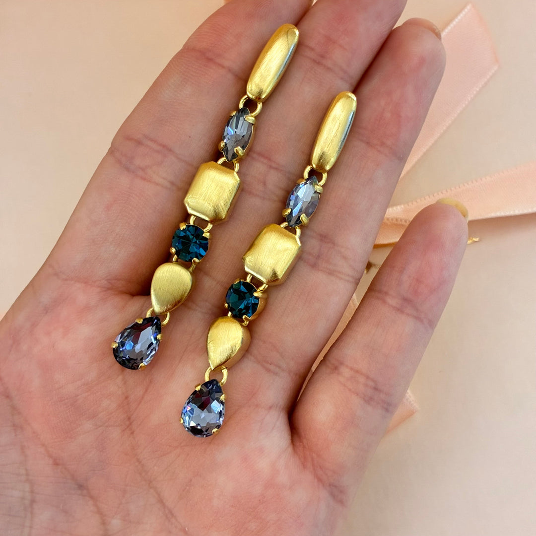 Mixed blue and purple Swarovski crystals set